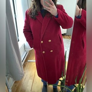 Cherry red 100% wool coat